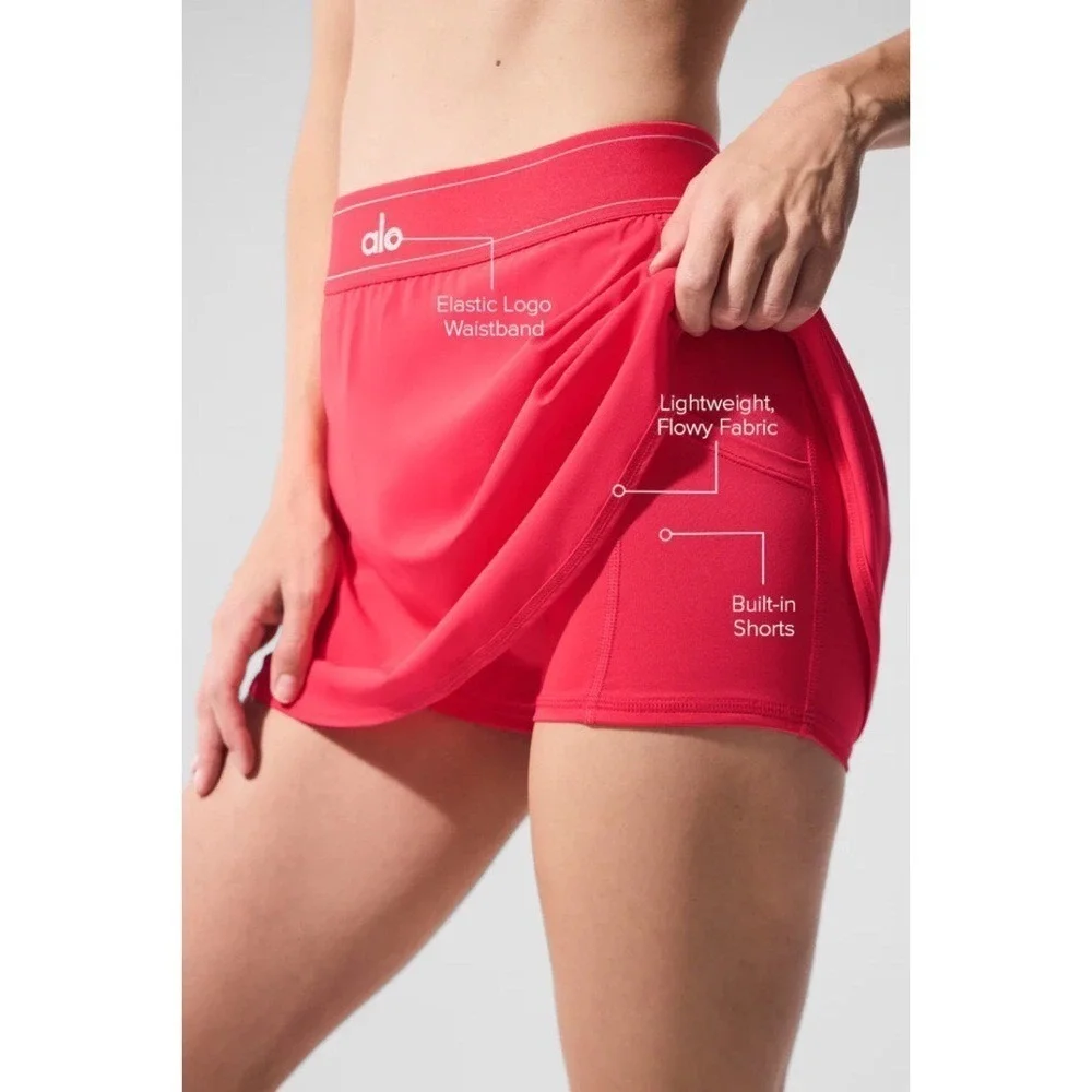 Alo Yoga Match Point Tennis Skirt Candy Red XXS